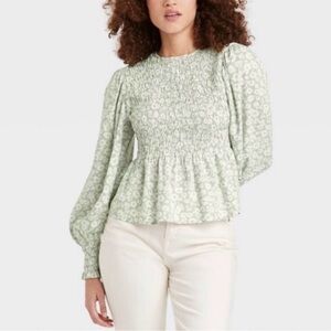 Floral Smocked Green Top
